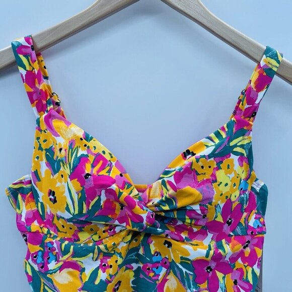 Anne Cole Womens 32C/34B Sunshine Floral Print Underwire Twist Tankini Top 2308 - Picture 4 of 8